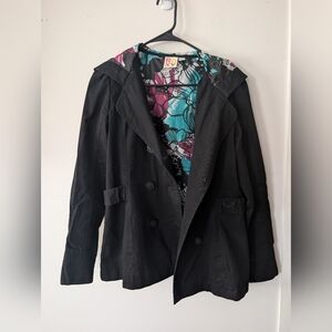 Roxy Black Women's Button Hooded Peacoat Size‎ M